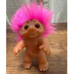 Thomas Dam Norfin Troll Doll Vintage 1985 With Pink Hair 3" Collectible Figure